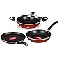 Pigeon by Stovekraft Basics Induction Base Non-Stick Aluminium Cookware Set, Terracotta Brown