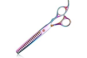 Dog Grooming Scissors Set, Everesta 7 Inch Pet Grooming Scissors Chunkers Shears for Dog and Cats, Thinning Shears for Dogs (Rainbow)
