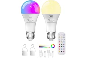 TobeBright Ampoule Rechargeable E27 Avec Telecommande,Ampoule Sans Electricite LED RGB Couleur Changement,Dimmable Sans Fil Avec Fonction de Minuterie, Paquet de 2