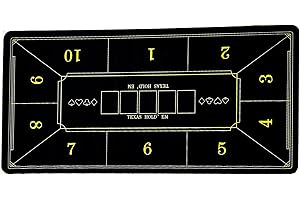 OUTLETISSIMO® Tappetino Da Poker Multigiocatore 10 Posti 180x90cm Nero e Oro Con Sacca Portatile Panno Casinò Copritavolo Texas Hold'em Antiscivolo Idrorepellente