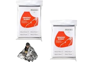 WUSJCOF 2 pièces de survie réutilisable, Indéchirable & Imperméable, Couvertures thermiques d'urgence pour l'extérieur, randonnée, matériel de survie, marathons, premiers secours (130 x 210 cm)