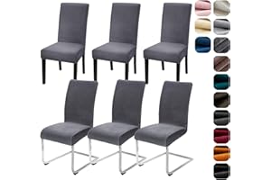 ‎ALISHOMTLL Alishomtll Stretch Samt Stuhlhussen 6er Set Velvet/Velour Stuhlbezug Schwingstuhl Elastische Hussen Waschbarer Stühle Schutz für Küche Restaurant Hotel Bankett Hochzeit (Grau, 6 Stück)