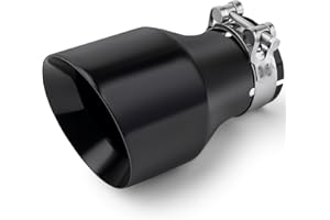 ATOKRTACT Exhaust Tips 304 Stainless Steel Car Exhaust Tail End Pipe Tip Double Wall Polished Slant Cut Muffler Tip Car Exhaust Tip,Inlet 63mm(2.5") Outlet102mm(4") Overall Length 170mm(6.7") (Glossy Black)