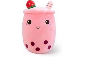 shownicer Plüschtier Stofftier Boba Tea 50cm, Kuscheltier Plüschkissen Spielzeug, Bubble Tea Plüsch, Geschenk Gefüllt für Kinder Mädchen Jungen, Rosa