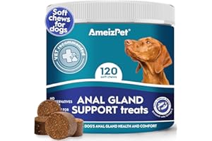 Ameizpet Anal Gland Soft Chews Treatment For Dogs, Functional Digestive Fiber Treats For Dogs Glands Healthy Dog Chews, 120 Soft Dog Treats