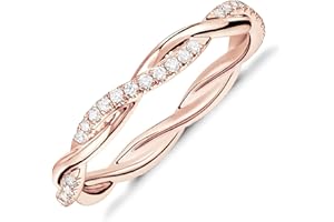 PAVOI 14K Gold Plated Sterling Silver Cubic Zirconia Twisted Rope Eternity Band for Women