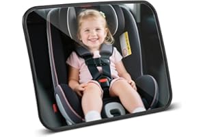 Romon Espejo Coche Bebe, Rotación 360° Irrompible. Correa Ajustable, Vista Clara, Universal, Espejo Para Asiento Trasero