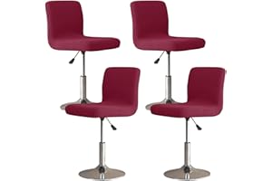 JHLD Elasticizzato Fodere per Sgabelli da Bar, Morbido Spandex Coprisedia per Sgabello da Bar A Scacchi Coprisedie con Schienale con Fondo Elastico Lavabile in Lavatrice-Vino Rosso-Set di 4