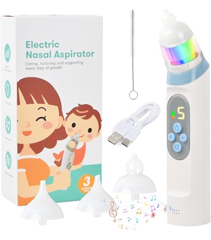 Aspirateur Nasal Électrique Pour Bébé Carehabi - 5 Niveaux De Puissance, 3 Embouts Silicone, Musique - Rechargeable USB