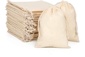 packra 24 Stück Baumwollsäckchen, 12x16cm Stoffsäckchen mit Kordelzug Kleine Stoffbeutel zum Befüllen Bemalen Adventskalender Geschenkbeutel DIY Weihnachten Geburtstag Basteln Hochzeit