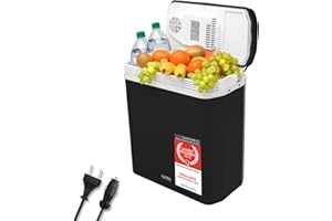 TZS First Austria - Réfrigérateur portable 24L électrique 12V 230V prise voiture & standard - Box thermoélectrique refroidit & chauffe - Glacière avec poignée - Pour camping, festival, voyages - Noir