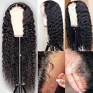 Lace Front Wigs Human Hair 10A Unprocessed Transparent Lace Front Wigs 24 inch 4x4 Deep Wave Lace Front Wig Pre Plucked Human Hair Wigs For Women 150% Density