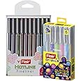 FLAIR Creative Series 10 Vibrant Colorful Shades Hotline Fineliner & 6 Multicolor Shades Glitter Gel Crayons Combo | Ideal for Drawing, Mandala, Sketching, Doodling, Journal, Coloring