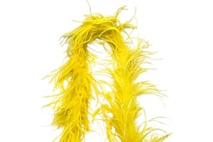LONDGEN 1ply Yellow Ostrich Feather Boa 2Yards for Dance Performance and 1921's Flapper Costume Accessory