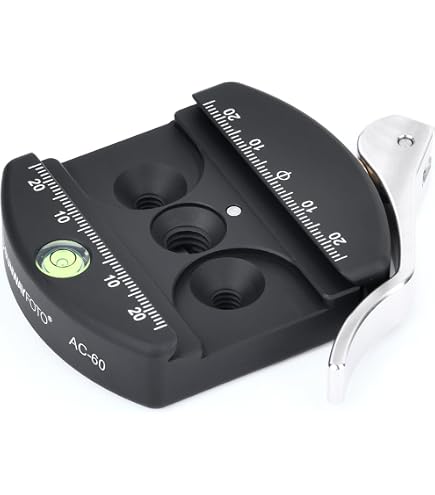 SUNWAYFOTO Morsetto A Leva DLC-58 E Piastra DP-58 Per Arca Swiss – 58mm, In Alluminio T6061 Con Cuscinetti In Gomma, Leggero 96g, Compatibile Con Teste A Sfera - 2