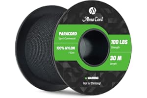 Abma Cord Paracord 2mm 100% Nylon Corda 50m Tipo I Corda da Paracadute a 1 Filo - Max. 45 kg - Nero