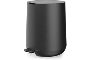 Bamodi Small Pedal Bins - Black Kitchen Bin - Stylish and Compact Bathroom Trash Can with Hands-Free Foot Pedal - Durable, Easy-Clean Design - Ideal for Small Spaces - Black