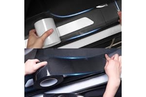 Qirc Auto Einstiegsleisten Streifen Kohlefaser Auto Kratzschutz Einstiegsleisten Universal Wrap Folie Anti-Kratzschutz Stoßstangen-Aufkleber für Auto/SUV/LKW (Schwarz, 10 cm x 5 m)