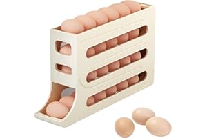 Jisrcha Portauova per 30 Uova, Porta Uova da Frigo, Vassoio per Uova Rotanti Automatico A 4 Livelli, Porta Uova da Trasporto da Frigorifero per Uova da Cucina
