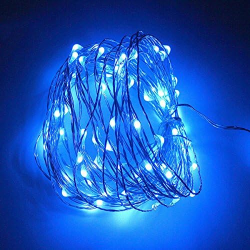 100 LED Micro Silver Wire Indoor Battery Operated Firefly String Lights Wine Bottles String Lights by Festive Lights Perfect For Christmas, Crafts, Xmas Tree Or Wedding Decoration (Blue)