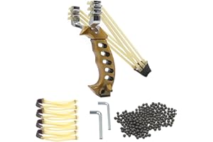 AUVIM Steinschleuder Set Hochgeschwindigkeits-Jagd Schleuder Katapult-Schleuder mit 200 Munitionsbällen und 4 Gummibändern für Kinder/Kinder/Erwachsene im Freien