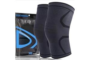 home harbor 2 Pièces Genouillère pour Homme et Femme,Genouillère Arthrose Genou,Genouilleres Sport Compression Elastique pour course à pied et entraînement,Élastique Respirant,Noir,S
