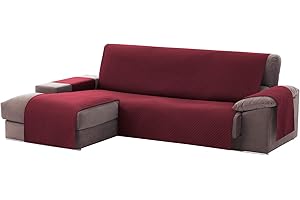 TEXTIL-HOME Housse de canapé Adele, Protection rembourrée pour canapé d'angle Gauche. Taille -240cm. Couleur Rouge (VU of Face)