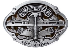 LONGCREEK Carpenter Belt Buckle for Men, Carpenter Tool Belt Buckle, Hammer Saw Belt Buckle, Western Cowboy Belt Buckle, Best Man Belt Buckle, Silver Wedding Belt Buckle Gifts