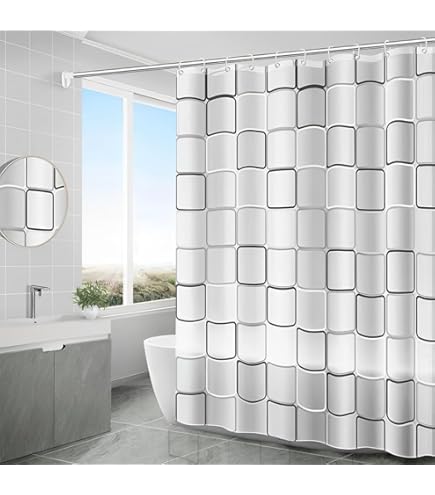 Tenda Con Occhielli E Anelli Inclusi Pameil Tenda Da Doccia, Bianca, In Tessuto Di Poliestere, Resistente Alla Muffa, Impermeabile, Lavabile, Con Anello Per Tenda Da Doccia (colore Bianco, Altezza 200 X Larghezza