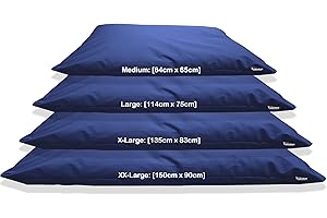 Kosiproducts Beanbag Floor Cushion Pillow indoor outdoor garden Water Resistant 100% soft luxury Polyester Fabric (Medium [84cm x 65cm], Navy Blue)