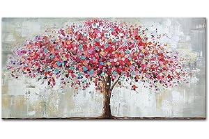 Mintura Art Artwork Handgemaltes Wandbild "Der große rote Baum" für Wohnzimmer, Acryl-Leinwand, Heimdekoration, Ölgemälde auf Leinwand, 90 x 180 cm, ungerahmt