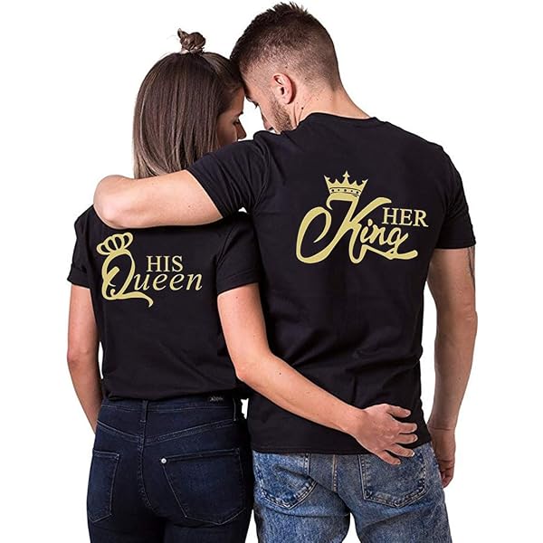 T-Shirt Coppia The King The Queen – Magliette Partnerlook In Cotone, Nero, Taglie Dalla S Alla XXL, Regalo Per Coppie