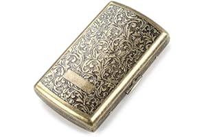 CRAZY-M Zigarettenetui aus hochwertigem Stahl, Zigarettenbox für Damen antik Zigarettenetui mit Gravur, antik Zigaretten Kasten Zigarettencase für 12 Zigaretten (Mit Marken-Geschenk-Box) (Vintage-Farbe)