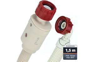 Kenekos - 1.5-3 m Aquastop Hose 3/4 Inch Connection (Standard) for Washing Machine and Dishwasher, with Safety Valve, Dirt Strainer, Max. 90 °C – Safety Inlet Hose Against Water Damage 1.5 m