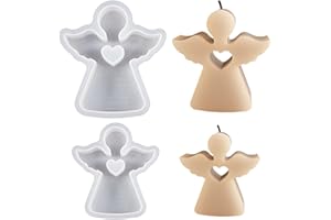 FADCAER 2 Pièces Ange Silicone Moules 3D Pâques Bougies Moules Bricolage Résine Epoxy Moule Moulage de Cœur Aimant les Anges Moules pour Bougies l'artisanat D'aromathérapie Savon Décoration de la Maison