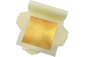 HALYKADU Blattgold Essbar 24 Karat Goldfolie-Echte Blattgold Essbares Gold,10 Blatt Gold Leaf für Basteln,Lebensmittel,Kuchen,Backen,Torten Dekorfolie
