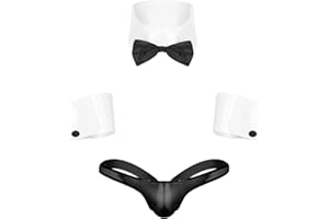 Freebily Lencería Erótica para Hombres de 3 Piezas Ropa Interior Sexy de Pijama Thong Traje Disfraces de Monos Conjunto Traje