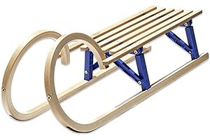 TESTEL dijiaaoteman Davos Hörner Klappschlitten Faltschlitten Holzschlitten 110cm Holz Schlitten faltbar klappbar Colint…