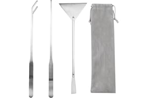 MAOQYE Kit d'outils 3 en 1 pour aquarium Aquascape en acier inoxydable avec pince à épiler et spatule à sable avec sac en flanelle pour le nettoyage de l'aquarium