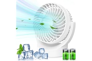 TIAZHAN USB Desk Fan, Mini Table Fan with 5 Speeds, 3000mAh Rechargeable Portable Cooling Fan, Strong Airflow Quiet Operation Desktop Fan USB Fan, 90° Rotatable Head Personal Fan for Home Office Bedroom