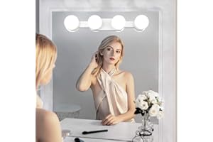 QYH Makeup Light Cordless Portable Rechargeable Vanity Mirror Lights with 4 Led Bulbs 3 Color Modes Brightness Adjustable for Bathroom Dressing Table Mirror Lighting