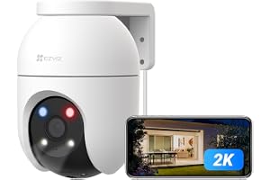 EZVIZ C8c 3MP 2K Övervakningskamera Utomhus 360° Automatisk Spårning & Zoom | Person-/Fordonsidentifiering, Röd-blå Varningsljus och Ljudlarm, Mörkerseende i Färg, 2,4/5 GHz Wi-Fi 6