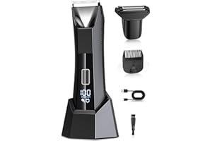 HOUPOO Body Trimmer Men Rechargeable,2 in 1 Pubic Hair Trimmer for Man Wet and Dry,Body Shavers for Man with LED,Painless Ball & Nose Hair Trimmer for Men IPX7 Waterproof