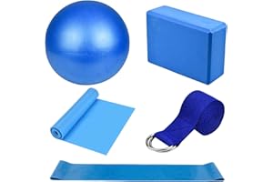 DOKPAV Yoga Starter Kit 5Pcs Yoga Blocks and Strap Set Yoga Ball Foam Yoga Brick Fitness Exercise Resistance Loop Band Stretching Strap Pilates Belt yoga Equipment and Accessories for Home,Gym,Yoga Training