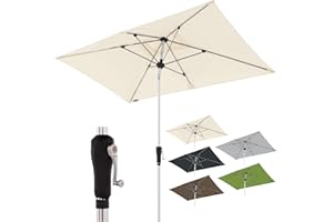 Doppler Aluminum Parasol SL-AZ 220x140 - Rectangular Crank Umbrella - Modern Design - Strong UV Protection - 220x140 cm - Nature