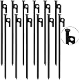 Suwimut 12 Pack Tent Stakes, 12 inch/30cm Black Forged Heavy Duty Steel Tent Pegs for Nailing Tents, Canopies, Tarps, Metal Ground Stakes for Outdoor Camping, Hiking, Backpacking