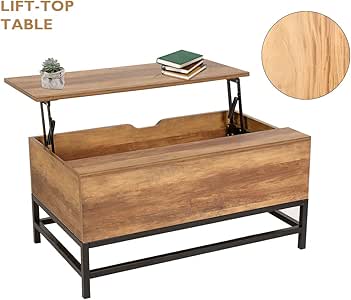 NeuTone Couchtisch mit Klappfunktion Hubtisch Holz Couchtisch mit