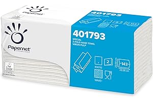 Papernet - Asciugamano Piegato a Z 401793, 20 Confezioni da 143 Pezzi Monouso di Carta in Pura Cellulosa, 2 Veli, Dimensione 23,4x23,00 cm