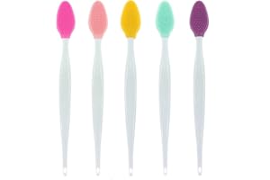 ZHIYE 5 Pieces Silicone Exfoliating Lip Brush Tool Double-sided Soft Lip Brush for Smoother and Fuller Lip Appearance