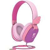 Kids Headphones, Riwbox CS6 Lightweight Foldable Stereo Headphones Over Ear Corded Headset Sharing Function with Mic and Volu